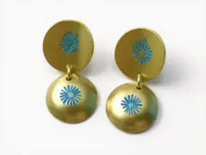 Turquoise Sunburst Gold Drop Earrings